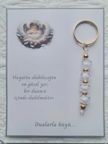 72 Adet Dualarla Büyü Yazılı Hastane,Yeni Doğan, 40 Mevlidi, Dağıtmalık Beyaz Anahtarlık Hediyelik - 2