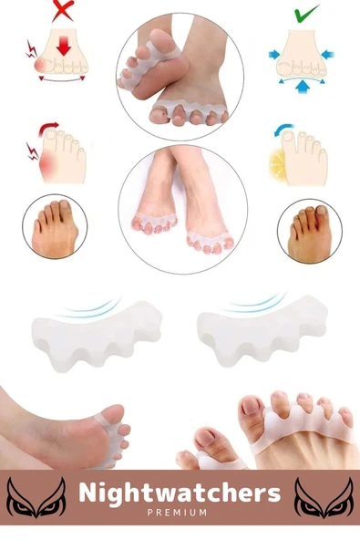 Kemik Büyümesi Karşıtı Şekil Bozukluğu Önleyici Ayak 5 Parmak Ayıran Silikon Bunyon Ayırıcı 2'li Set - 2