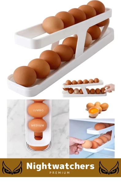 Deluxe Seri Buzdolabı Plastik 2 Katlı Kullanışlı Pratik Raf Düzenleyici Yeni Nesil Yumurta Standı - 3