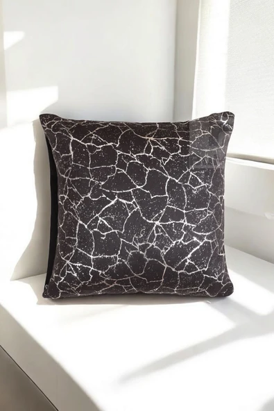 Gümüş Varaklı Yaldızlı Dekoratif Şık Tekli Kırlent Kılıfı