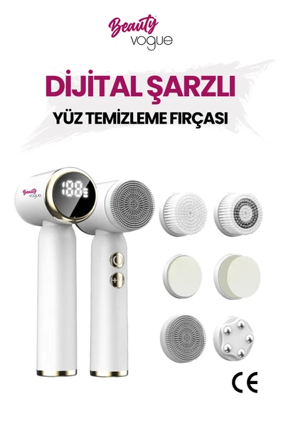 Beauty Vogue 6 in / 1 - 3 Aşamalı Led Şarjlı Ekranlı Peeling Masaj Cilt Bakım Cihazı Aleti