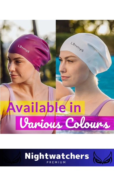 Deluxe Su Geçirmez Sızdırmaz Renkli Silikon Yüzücü Havuz Deniz Bone Elastik Yüzme Şapkası 2'li Set - 4