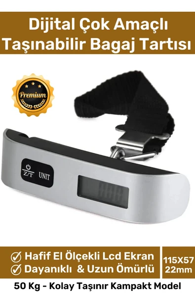 Deluxe Seyahat Bavul Ağırlık Tartı Dijital Lcd Ekran Çok Amaçlı Taşınabilir Bagaj Tartısı Max 50 Kg