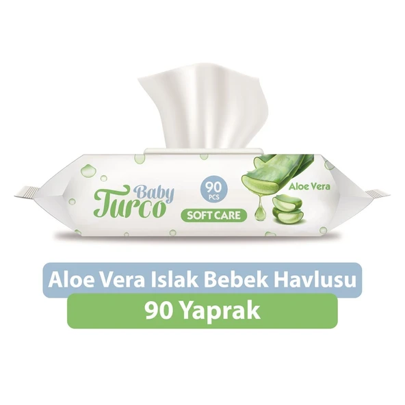 Baby Turco Islak Havlu Mendil Soft Care Aloe Vera 90 Yaprak (30 Lu Set) (10PK*3) 2700 Yaprak - 11