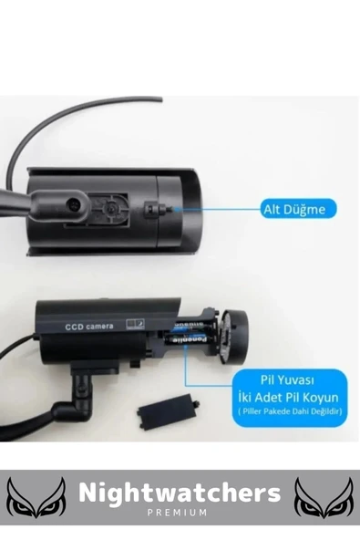 Lüks Ev Apartman Bahçe İş Yeri Gece Görüşlü Pilli Ledli Caydırıcı Oyuncak Güvenlik Kamerası 2'li Set - 2