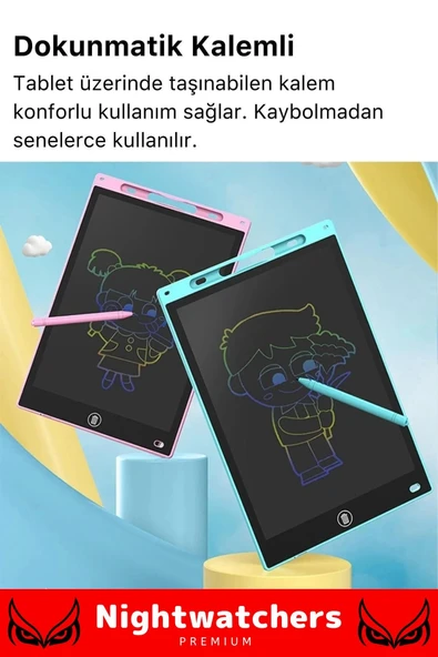 Premium Lcd Ekranlı Kalemli Dijital Çizim Tableti Yazı Tahtası Boyama Resim Akıllı Tablet 12 Inc - 2