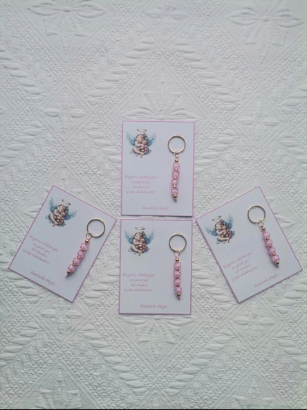 72 Adet Yeni Doğan Hastane ve 40 Mevlidi Bebek Mevlidi Dağıtmalık Pembe Anahtarlık Hediyelik