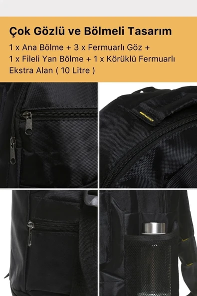 Ortopedik Su Geçirmez Konfor Modeli Fermuarlı Büyük Boy Çok Gözlü Bölmeli Kamp Outdoor Sırt Çantası - 5