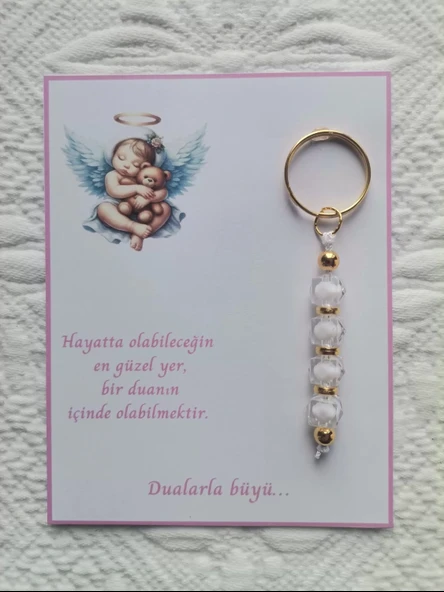 100 Adet Yeni Doğan Hastane ve 40 Mevlidi Bebek Mevlidi Dağıtmalık Beyaz Anahtarlık Hediyelik - Resim 2