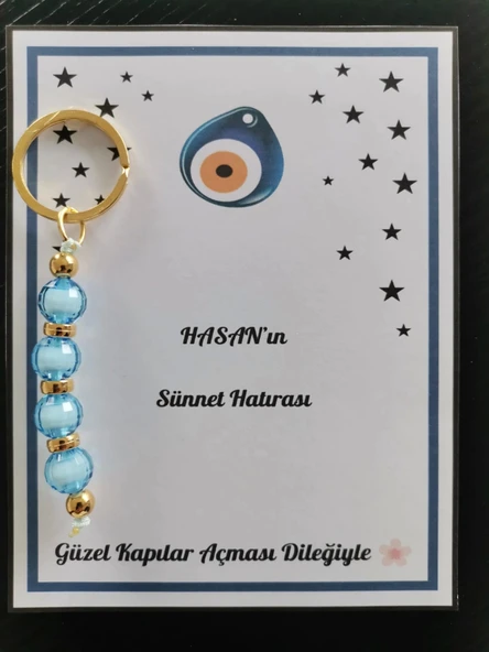 75 Adet Yıldız ve Nazar Boncuğu Görsel Hazır Paketlenmiş Hediyelik Dağıtmalık Mavi Renk Anahtarlık ürün görseli