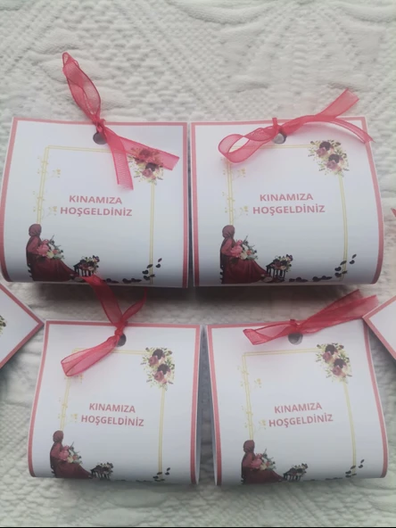 50 Adet Özel Tasarım Hazır Paketlenmiş Kınamıza Hoşgeldiniz Yazılı Hediyelik Dağıtmalık Kına - Resim 5