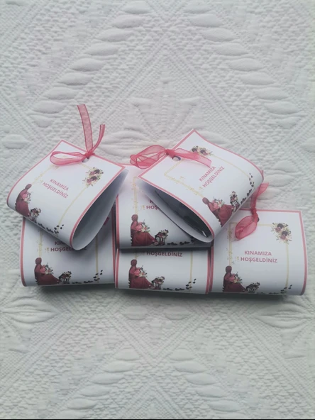 50 Adet Özel Tasarım Hazır Paketlenmiş Kınamıza Hoşgeldiniz Yazılı Hediyelik Dağıtmalık Kına - Resim 4