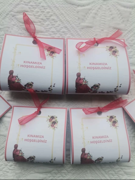 25 Adet Özel Tasarım Hazır Paketlenmiş Kınamıza Hoşgeldiniz Yazılı Hediyelik Dağıtmalık Kına - Resim 4