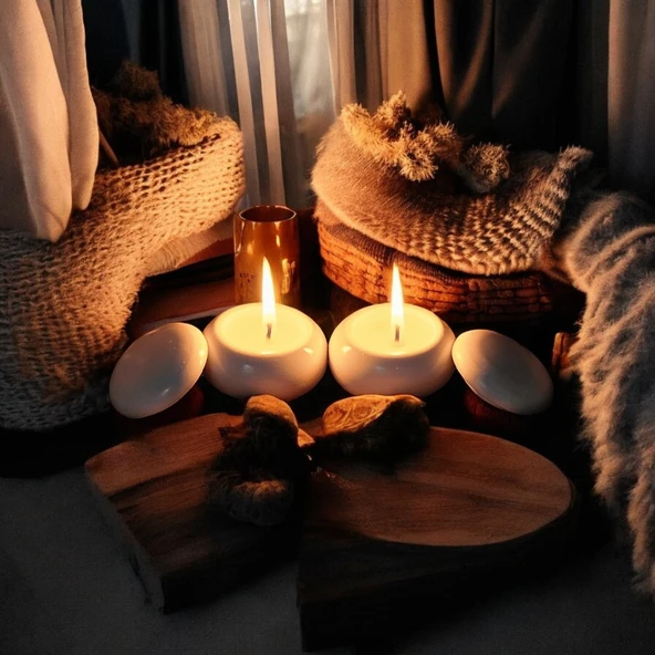 Aurora Dekoratif 2'li Mumluk Seti | El Yapımı | Tealight Mumluk - 8