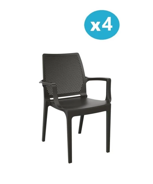 Omnipazar SY-2504 Plastik İcon Bahçe Koltuk Sandalye 4'lü Set