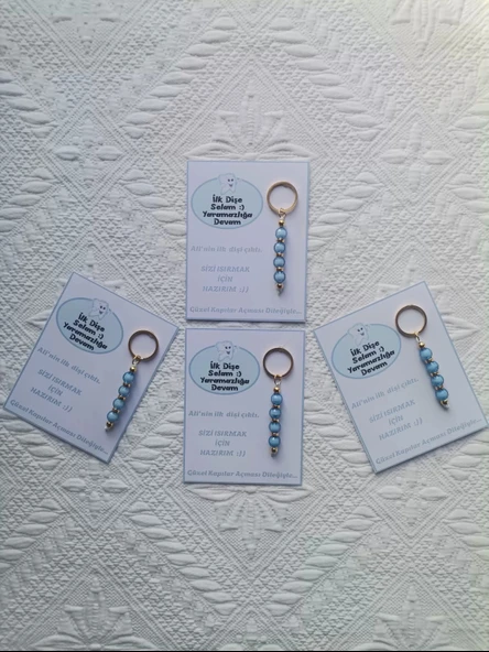 72 Adet Kişiye Özel İlk Dişim Çıktı,Diş Mevlidi, Diş Buğdayı Dağıtmalık Mavi Anahtarlık Hediyelik