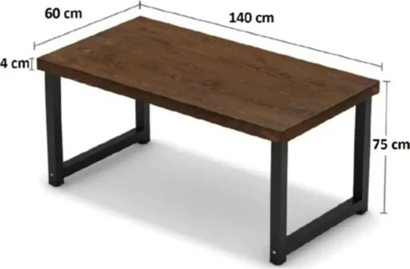 KUZELA Ahşap Metal Ayaklı Çalışma Masası - 4