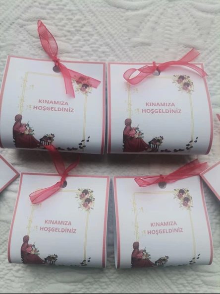 100 Adet Özel Tasarım Hazır Paketlenmiş Kınamıza Hoşgeldiniz Yazılı Hediyelik Dağıtmalık Kına - Resim 6