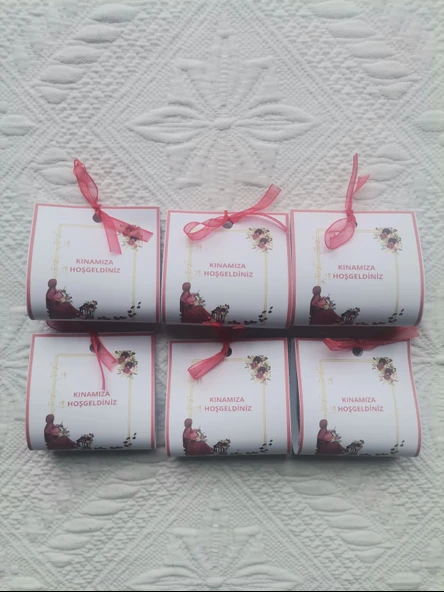50 Adet Özel Tasarım Hazır Paketlenmiş Kınamıza Hoşgeldiniz Yazılı Hediyelik Dağıtmalık Kına - Resim 3