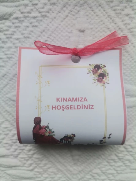 50 Adet Özel Tasarım Hazır Paketlenmiş Kınamıza Hoşgeldiniz Yazılı Hediyelik Dağıtmalık Kına - Resim 2