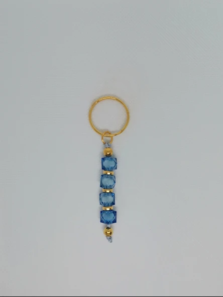 100 Adet Yıldız ve Nazar Boncuğu Görsel Hazır Paketlenmiş Hediyelik Dağıtmalık Mavi Renk Anahtarlık - Resim 2