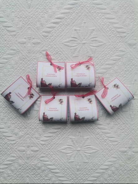 75 Adet Özel Tasarım Hazır Paketlenmiş Kınamıza Hoşgeldiniz Yazılı Hediyelik Dağıtmalık Kına