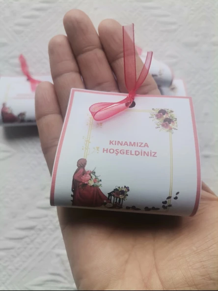 50 Adet Özel Tasarım Hazır Paketlenmiş Kınamıza Hoşgeldiniz Yazılı Hediyelik Dağıtmalık Kına - Resim 6