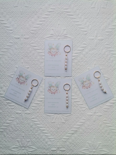 72 Adet Kişiye Özel İlk Dişim Çıktı,Diş Mevlidi, Diş Buğdayı Dağıtmalık Beyaz Anahtarlık Hediyelik