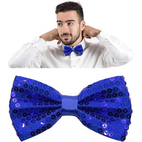 Periboia Mavi Payetli Pullu Papyon - 4