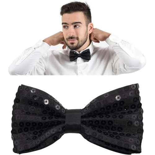 Periboia Siyah Payetli Pullu Papyon - 2