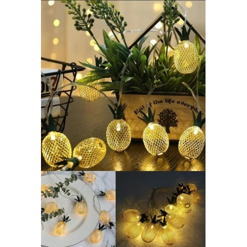 Periboia 2m 10 Led 2 Kademeli Ananas Led Işık Pilli