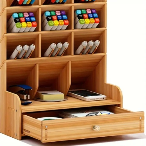 Periboia Bölmeli ve Çekmeceli Ahşap Organizer - 3