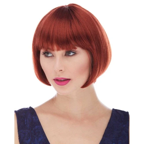 Periboia Kızıl Renk Düz Kesim Astarlı Küt Parti Peruğu