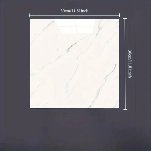 Periboia Beyaz Mermer Desenli Alüminyum Plastik Duvar Sticker (30x30) - Resim 5