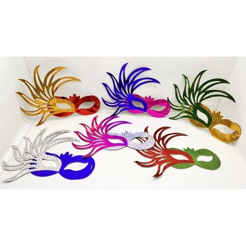 Periboia Rengarenk Kağıt Parti Balo Maskesi 6 Adet - Resim 2