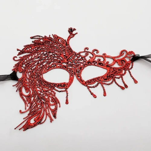 Periboia Kırmızı Dantel Masquerade Maskesi 4 No