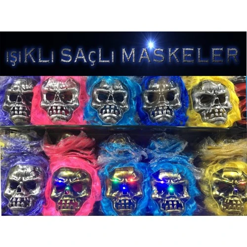 Periboia Cadılar Bayramı Işıklı Halloween Kuru Kafa Maskesi 1 Adet