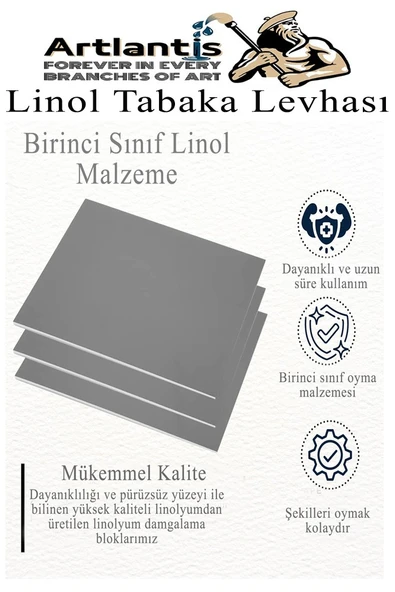 Linol Baskı Seti 1 Paket 35x50 cm Linolyum Tabaka Gri Linol Oyma Seti 5 Bıçaklı Rulo Fırça Mürekkep Linol Baskı Seti - Resim 3