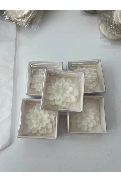 20 Adet Lotus Mum, Beyaz Kutulu Söz, Nişan, Düğün, Kına, Doğum Günü Hediyelik - 2