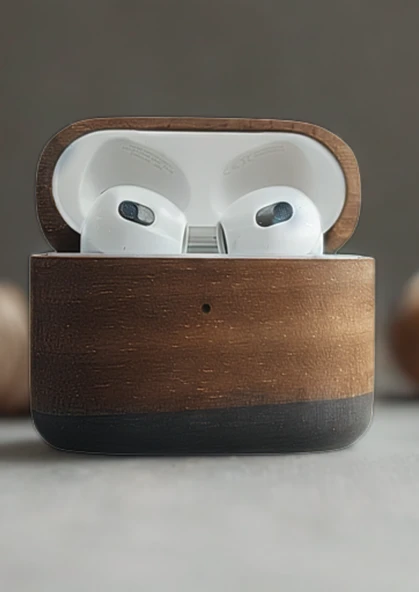 AirPods 4. nesil 2024 Kılıf Walnut Guard Pro Ahşap Kılıf - 2