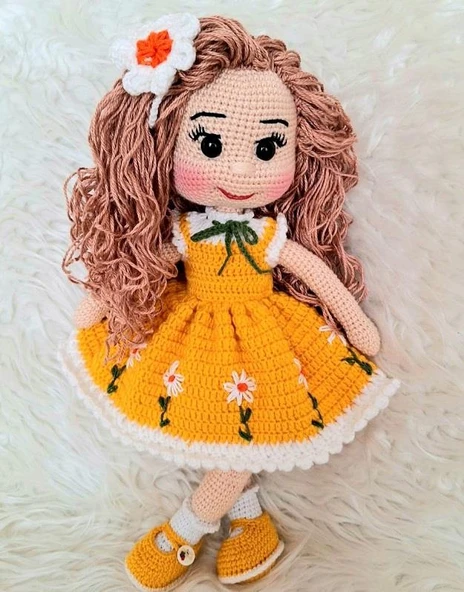 Sarı Papatya Bebek Amigurumi Organik Oyuncak - 1