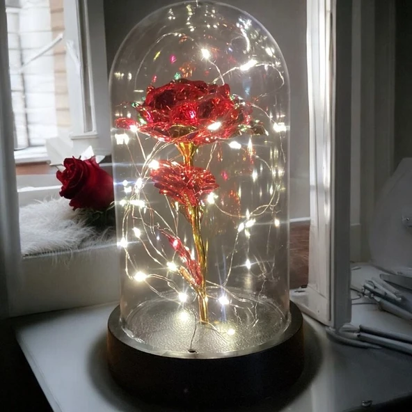 Brokoli Home Fanus Içerisinde Dekoratif Sonsuzluk Gülü , sevgililer Günü , Anneler Günü , Hediyelik