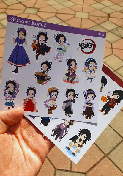 DS-33-34 Giyu Tomioka-Shinobu Kocho -Demon Slayer-2li çıkartma-etiket-süsleme çıkartmaları - Resim 7