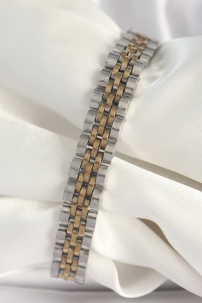 316L Çelik Gold Gümüş Renk Zincir Model Erkek Bileklik - TJ-EB3720