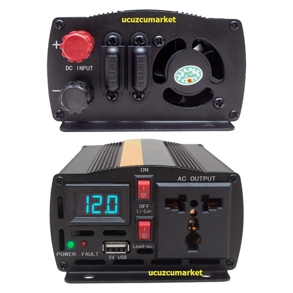 GERÇEK DEĞER DİJİTAL EKRAN 12 VOLT - 300 WATT MODIFIED SINUS WAVE INVERTER (12V - 220V Çevirici) - 2