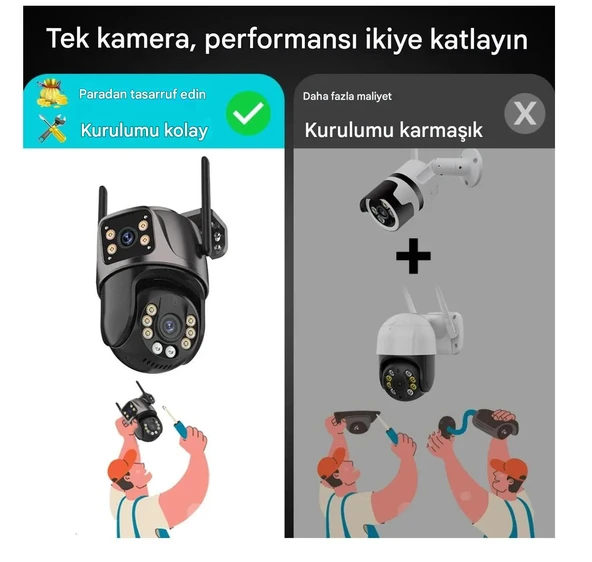 4K 8MP HD Wifi PTZ Kamera 4MP Çift Lens Çift Ekran AI Otomatik İzleme IP Kamera Hava Su Geçirmez