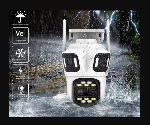 8K 16MP 8X Zoom Dış Mekan Kablosuz 360 IP Kamera PTZ 3 Kameralı Dört Lensli Wi-Fi Kamera CMR60 - 3