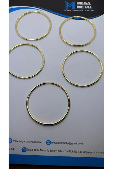 BUTİK CENTER 6 cm Yuvarlak Halka 100 adet  (GOLD Renk) nikah şekeri süslemesi halka aksesuar - 3