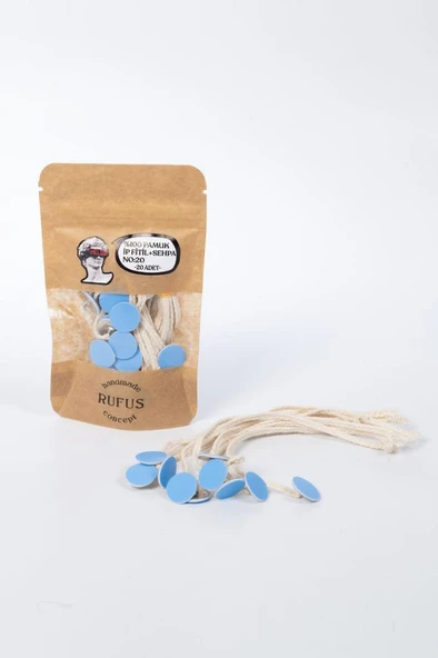 Pamuk İp Fitil No:20 ve Yapışkanlı Sehpa ( 15cm boy ) 20 Adet - Resim 2