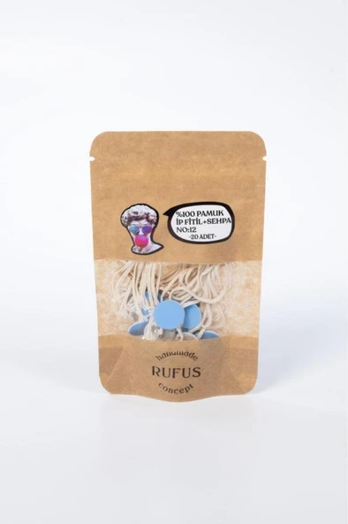 Pamuk İp Fitil No:12 + Yapışkanlı Sehpa ( 15cm boy ) 20 Adet ürün görseli